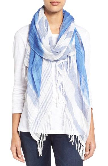 Women's Caslon Stripe Linen Blend Scarf