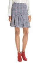 Women's Rebecca Taylor Cotton Wool Blend Plaid Ruffle Mini Skirt - Blue