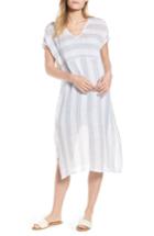 Women's Eileen Fisher Stripe Organic Linen Shift Dress, Size /x-small - Blue