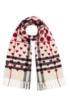 Women's Burberry The Classic Heart Check Cashmere Scarf, Size - Red