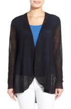 Women's Eileen Fisher Hemp Blend Curved Hem Cardigan - Black