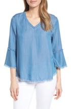 Women's Billy T Lace-up Back Bell Sleeve Top - Blue