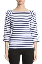 Women's Tu Es Mon Tresor Bow Sleeve Stripe Tee Us / 38 Fr - White