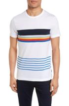 Men's French Connection Senior Stripe Slim Fit T-shirt, Size - White