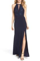 Women's Morgan & Co. Lace & Jersey Gown /2 - Blue