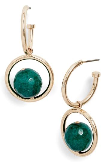 Women's Halogen Stone Drop Hoop Earrings