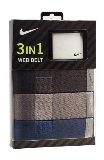 Men's Nike Web Belts, Size - Black/ Grey/ Blue