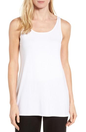 Petite Women's Eileen Fisher Scoop Neck Long Tank, Size P - White