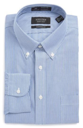 Men's Nordstrom Men's Shop Smartcare(tm) Traditional Fit Stripe Dress Shirt - 35 - Blue