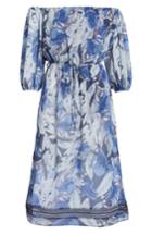 Women's Tularosa Marty Floral Print Off The Shoulder Midi Dress - Blue