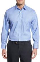 Men's Nordstrom Men's Shop Smartcare(tm) Traditional Fit Windowpane Dress Shirt .5 34/35 - Blue