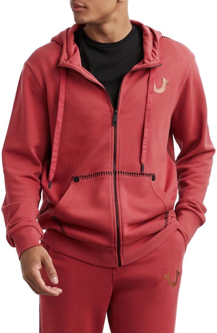 Men's True Religion Brand Jeans Buddha Cotton Hoodie - Red