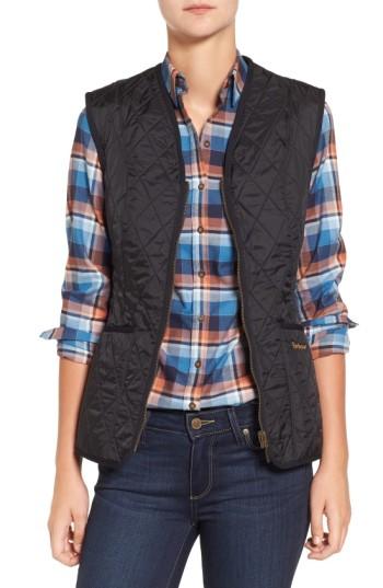 Women's Barbour 'betty' Fleece Lined Quilted Liner Us / 10 Uk - Black