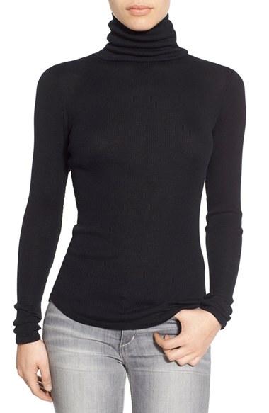 Women's Joe's 'gayle' Ribbed Silk Turtleneck - Black