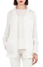 Women's Akris Openweave Silk & Cotton Blend Jacket With Detachable Cuffs - White