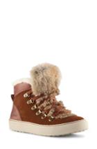 Women's Cougar Dani High Top Sneaker With Genuine Rabbit Fur Trim M - Brown