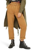 Women's Topshop Belted Chino Pants Us (fits Like 0) - Brown