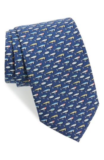 Men's Vineyard Vines Lures Silk Tie, Size - Blue