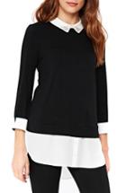 Women's Wallis Embellished Collar Contrast Top Us / 18 Uk - Black