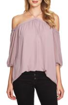Women's 1.state Off The Shoulder Sheer Chiffon Blouse - Beige