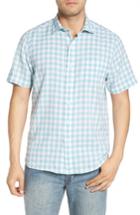 Men's Tommy Bahama Gingham Del Toro Linen Blend Sport Shirt - Purple