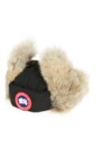 Men's Canada Goose Down Fill Aviator Hat With Genuine Coyote Fur Trim - Black