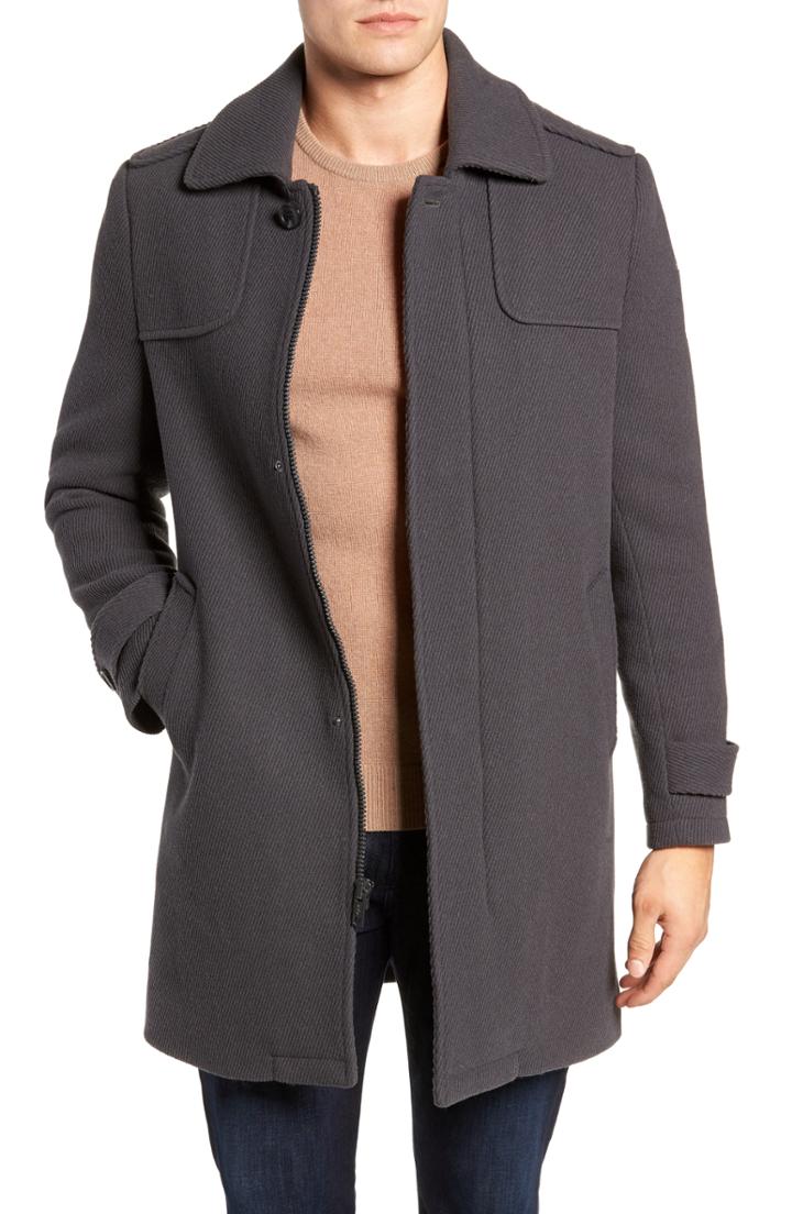 Men's Marc New York Edmund Wool Blend Twill Car Coat - Grey