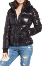 Women's Sam S13/nyc Kylie Metallic Quilted Jacket With Removable Hood - Black