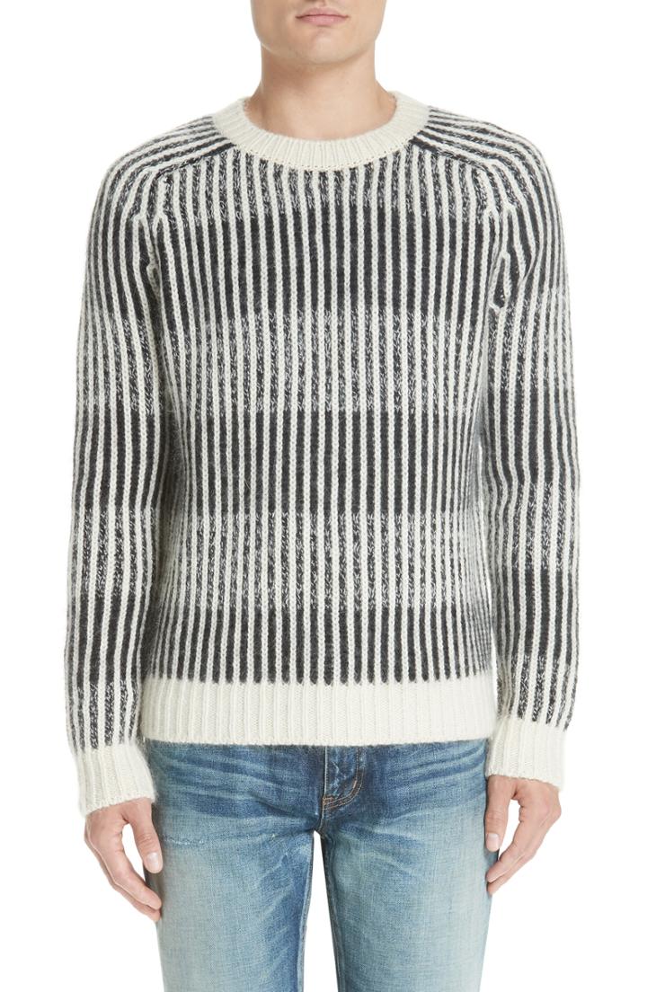 Men's Saint Laurent Contrast Rib Wool & Alpaca Blend Sweater