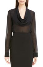 Women's Victoria Beckham Sheer Cowl Neck Top Us / 6 Uk - Black
