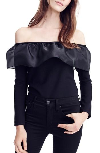 Women's J.crew Organza Ruffle Top, Size - Black