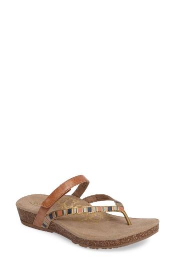 Women's Aetrex Elia Wedge Flip Flop M - Brown