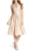 Women's Gal Meets Glam Collection Grace Pleated Jacquard Fit & Flare Dress - Ivory