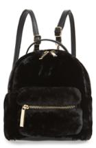 Mali + Lili Gemini Faux Fur & Vegan Leather Convertible Backpack - Black