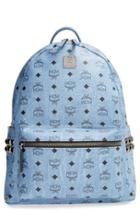 Mcm 'medium Stark - Visetos' Studded Backpack - Blue