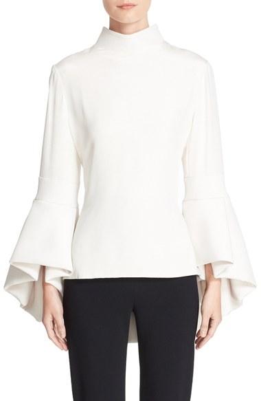 Women's Brandon Maxwell Bell Sleeve Peplum Back Top