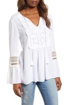 Women's Vince Camuto Ruffle Inset Peasant Blouse, Size - White