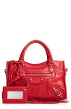 Balenciaga Mini Arena City Leather Satchel - Red