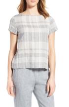 Women's Eileen Fisher Plaid Organic Linen & Cotton Top