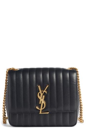 Saint Laurent Large Vicky Leather Crossbody Bag - Black