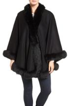 Women's Belle Fare Genuine Fox Fur Trim Cashmere Cape