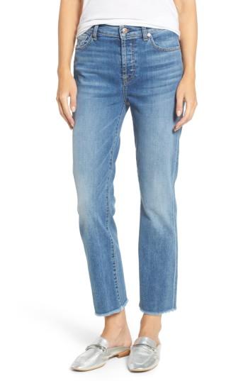 Women's 7 For All Mankind Edie High Waist Crop Straight Leg Jeans