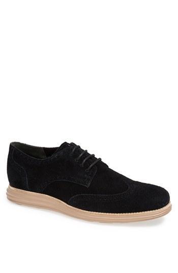 Cole Haan 'lunargrand' Wingtip (men) Black Suede/ Sand