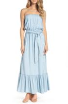 Women's Bb Dakota Kate Convertible Strapless Chambray Maxi Dress - Blue