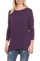 Petite Women's Caslon Zip Back High/low Tunic Sweater, Size P - Purple