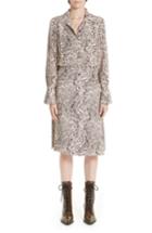 Women's Chloe Wave Print Silk Shirtdress Us / 34 Fr - Brown