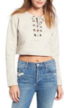 Women's Mother The Tie Up Crop Sweatshirt - Beige
