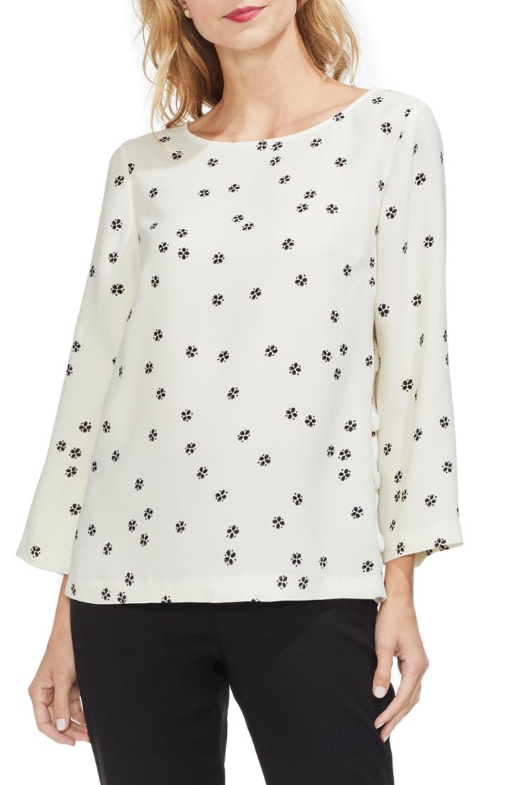 Women's Vince Camuto Re-set Ditsy Side Button Top, Size - Ivory