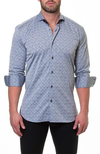 Men's Maceoo Wall Street Bond Grey Slim Fit Sport Shirt (s) - Grey