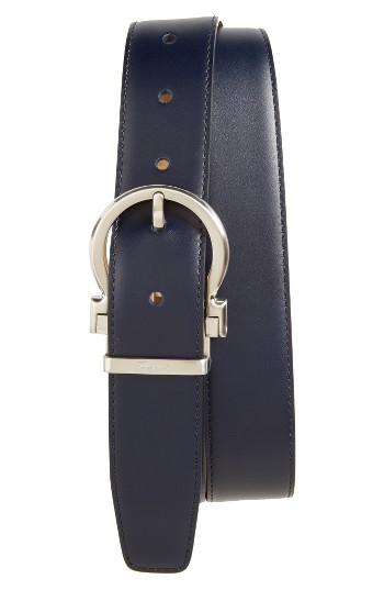 Men's Salvatore Ferragamo Reversible Gancio Calfskin Belt